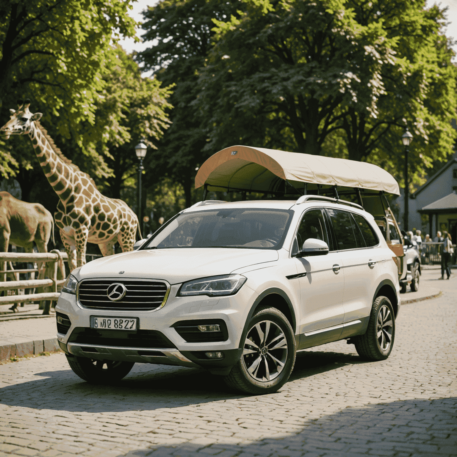 Familienfreundlicher SUV vor dem Berliner Zoo geparkt